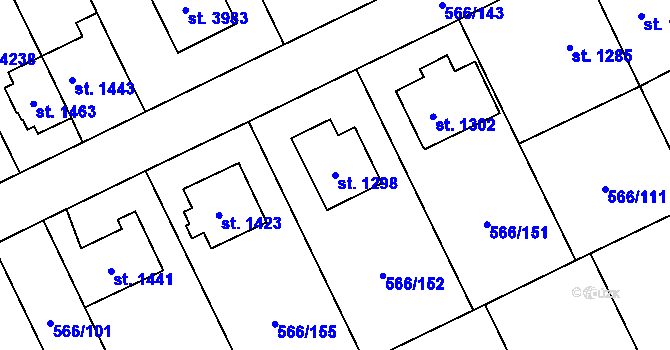 Parcela st. 1298 v KÚ Zábřeh nad Odrou, Katastrální mapa