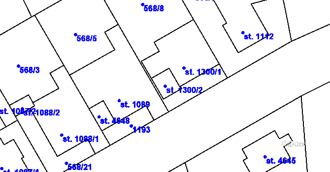 Parcela st. 1300/2 v KÚ Zábřeh nad Odrou, Katastrální mapa