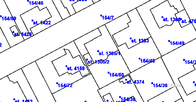 Parcela st. 1305/1 v KÚ Zábřeh nad Odrou, Katastrální mapa