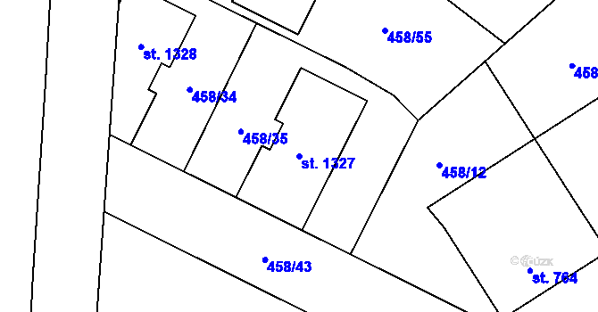 Parcela st. 1327 v KÚ Zábřeh nad Odrou, Katastrální mapa