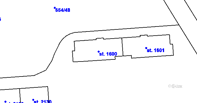 Parcela st. 1600 v KÚ Zábřeh nad Odrou, Katastrální mapa