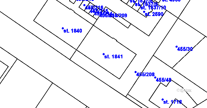 Parcela st. 1841 v KÚ Zábřeh nad Odrou, Katastrální mapa