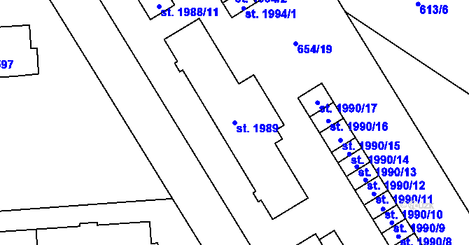 Parcela st. 1989 v KÚ Zábřeh nad Odrou, Katastrální mapa