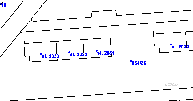 Parcela st. 2031 v KÚ Zábřeh nad Odrou, Katastrální mapa