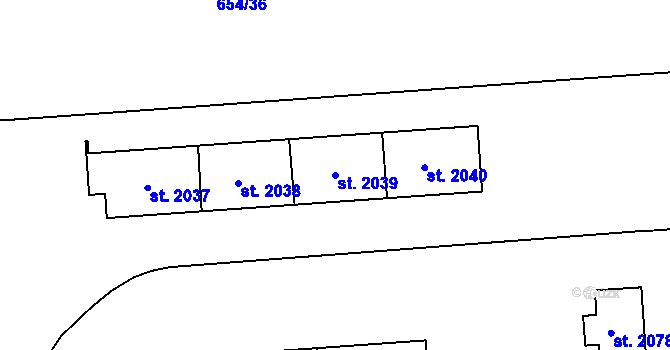 Parcela st. 2039 v KÚ Zábřeh nad Odrou, Katastrální mapa