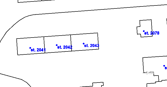 Parcela st. 2043 v KÚ Zábřeh nad Odrou, Katastrální mapa