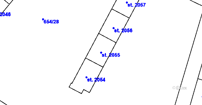 Parcela st. 2055 v KÚ Zábřeh nad Odrou, Katastrální mapa