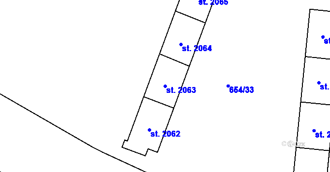 Parcela st. 2063 v KÚ Zábřeh nad Odrou, Katastrální mapa