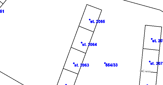 Parcela st. 2064 v KÚ Zábřeh nad Odrou, Katastrální mapa