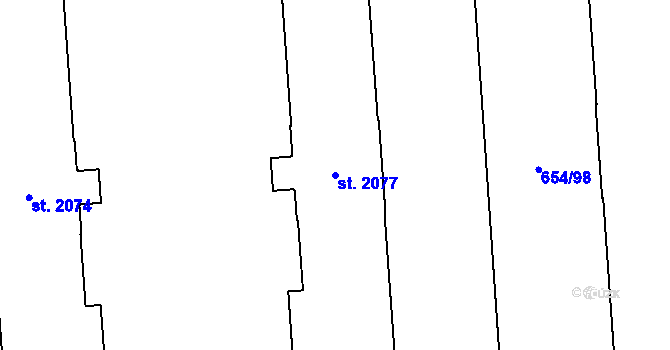 Parcela st. 2077 v KÚ Zábřeh nad Odrou, Katastrální mapa