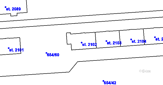 Parcela st. 2102 v KÚ Zábřeh nad Odrou, Katastrální mapa