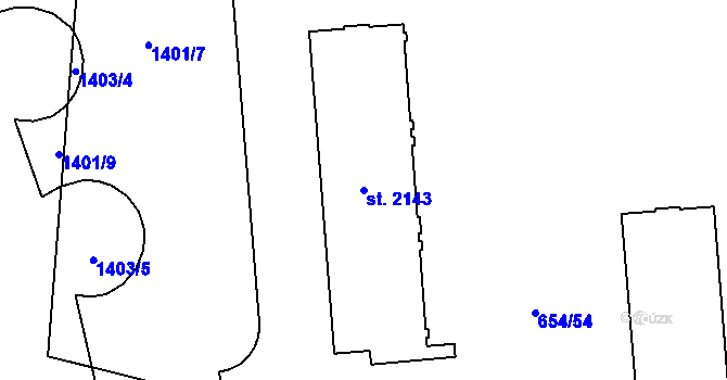 Parcela st. 2143 v KÚ Zábřeh nad Odrou, Katastrální mapa