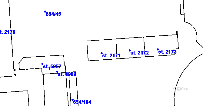 Parcela st. 2171 v KÚ Zábřeh nad Odrou, Katastrální mapa