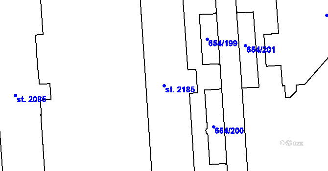 Parcela st. 2185 v KÚ Zábřeh nad Odrou, Katastrální mapa