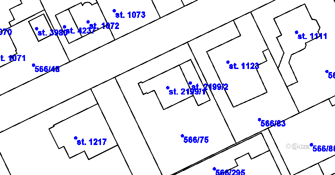 Parcela st. 2199/1 v KÚ Zábřeh nad Odrou, Katastrální mapa