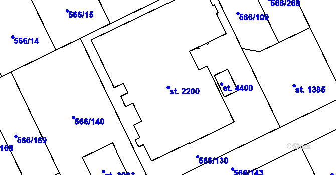 Parcela st. 2200 v KÚ Zábřeh nad Odrou, Katastrální mapa