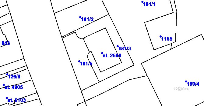 Parcela st. 2588 v KÚ Zábřeh nad Odrou, Katastrální mapa