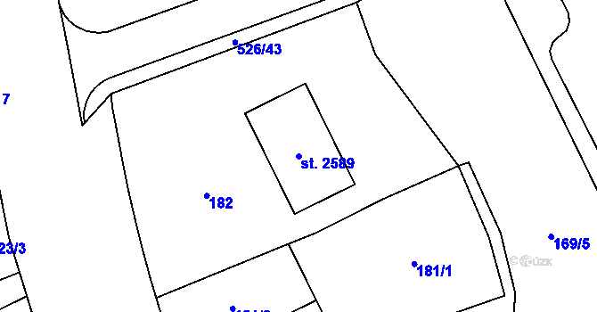 Parcela st. 2589 v KÚ Zábřeh nad Odrou, Katastrální mapa