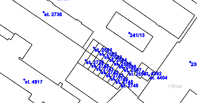 Parcela st. 2592 v KÚ Zábřeh nad Odrou, Katastrální mapa