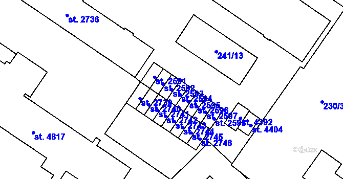 Parcela st. 2593 v KÚ Zábřeh nad Odrou, Katastrální mapa