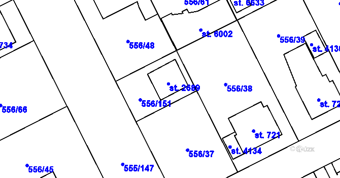 Parcela st. 2689 v KÚ Zábřeh nad Odrou, Katastrální mapa