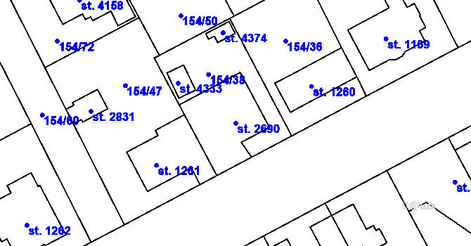 Parcela st. 2690 v KÚ Zábřeh nad Odrou, Katastrální mapa