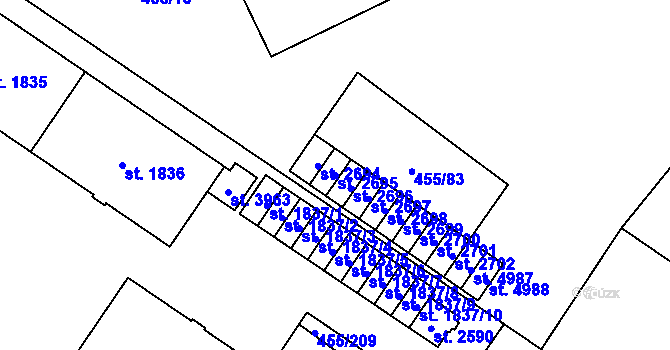 Parcela st. 2695 v KÚ Zábřeh nad Odrou, Katastrální mapa