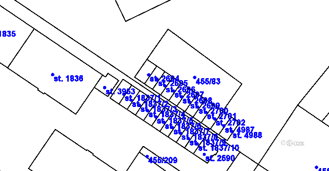 Parcela st. 2696 v KÚ Zábřeh nad Odrou, Katastrální mapa