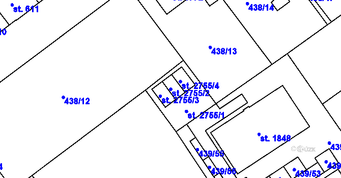 Parcela st. 2755/2 v KÚ Zábřeh nad Odrou, Katastrální mapa