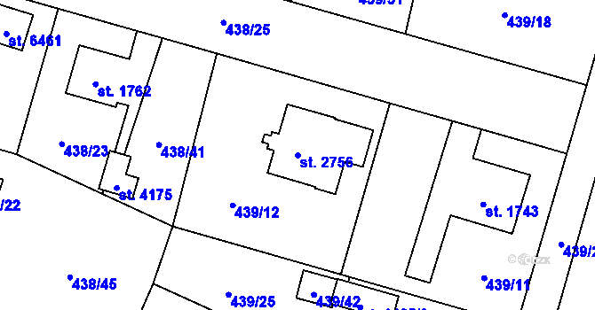 Parcela st. 2756 v KÚ Zábřeh nad Odrou, Katastrální mapa