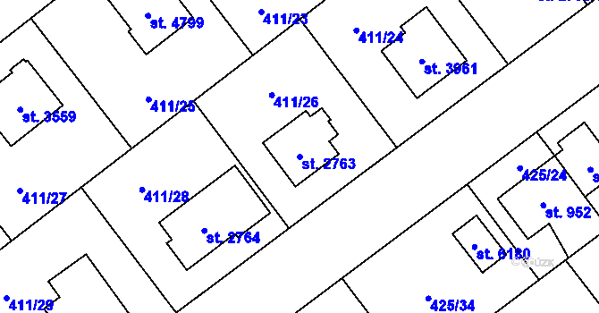 Parcela st. 2763 v KÚ Zábřeh nad Odrou, Katastrální mapa