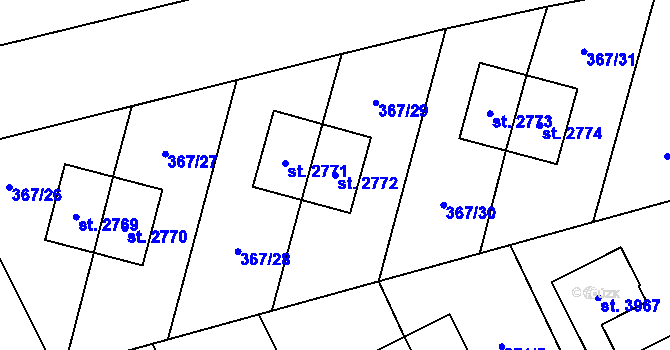 Parcela st. 2772 v KÚ Zábřeh nad Odrou, Katastrální mapa