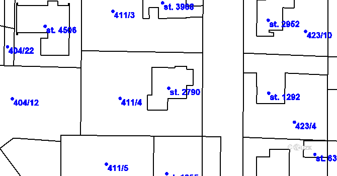 Parcela st. 2790 v KÚ Zábřeh nad Odrou, Katastrální mapa