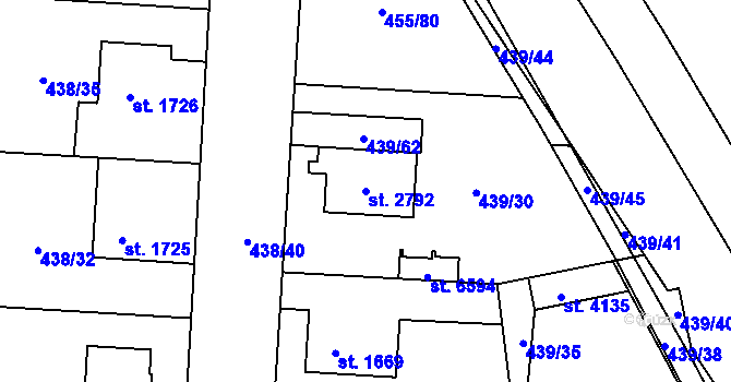 Parcela st. 2792 v KÚ Zábřeh nad Odrou, Katastrální mapa