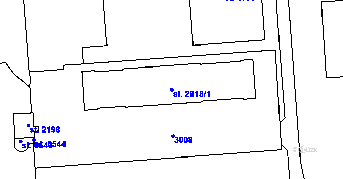 Parcela st. 2818/1 v KÚ Zábřeh nad Odrou, Katastrální mapa