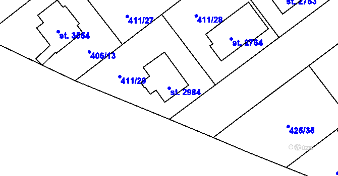 Parcela st. 2984 v KÚ Zábřeh nad Odrou, Katastrální mapa
