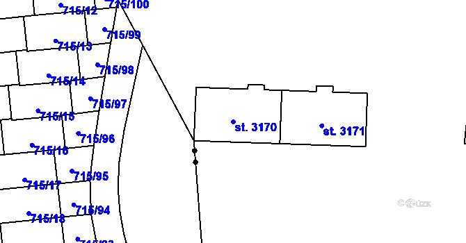 Parcela st. 3170 v KÚ Zábřeh nad Odrou, Katastrální mapa