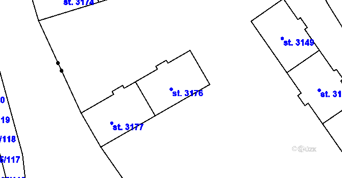 Parcela st. 3176 v KÚ Zábřeh nad Odrou, Katastrální mapa