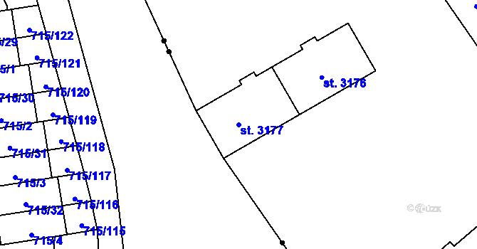 Parcela st. 3177 v KÚ Zábřeh nad Odrou, Katastrální mapa