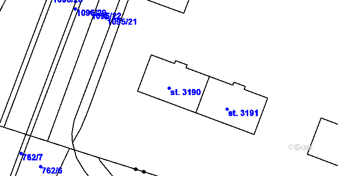Parcela st. 3190 v KÚ Zábřeh nad Odrou, Katastrální mapa