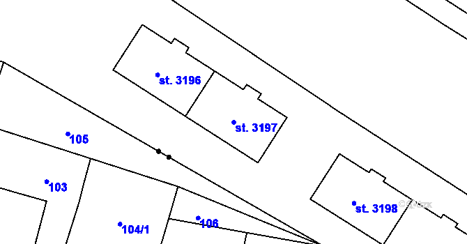 Parcela st. 3197 v KÚ Zábřeh nad Odrou, Katastrální mapa