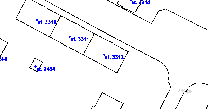 Parcela st. 3312 v KÚ Zábřeh nad Odrou, Katastrální mapa