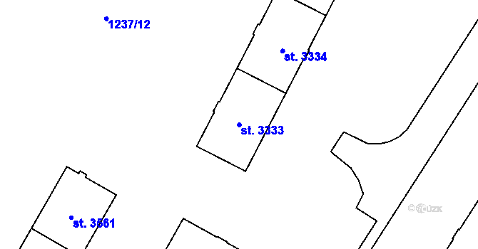 Parcela st. 3333 v KÚ Zábřeh nad Odrou, Katastrální mapa