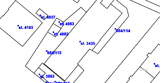 Parcela st. 3435 v KÚ Zábřeh nad Odrou, Katastrální mapa