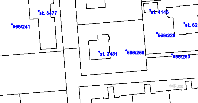 Parcela st. 3481 v KÚ Zábřeh nad Odrou, Katastrální mapa