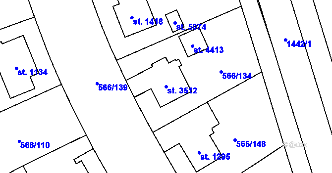 Parcela st. 3512 v KÚ Zábřeh nad Odrou, Katastrální mapa