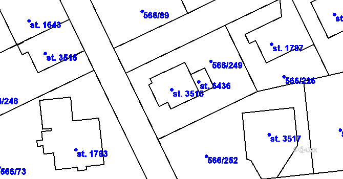 Parcela st. 3516 v KÚ Zábřeh nad Odrou, Katastrální mapa