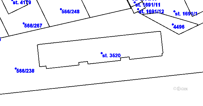 Parcela st. 3520 v KÚ Zábřeh nad Odrou, Katastrální mapa