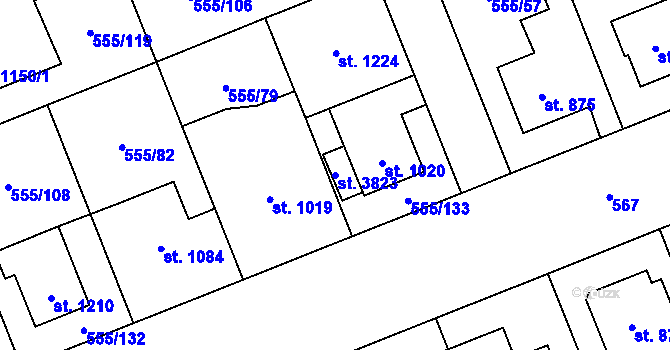 Parcela st. 3823 v KÚ Zábřeh nad Odrou, Katastrální mapa