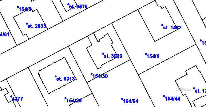 Parcela st. 3939 v KÚ Zábřeh nad Odrou, Katastrální mapa